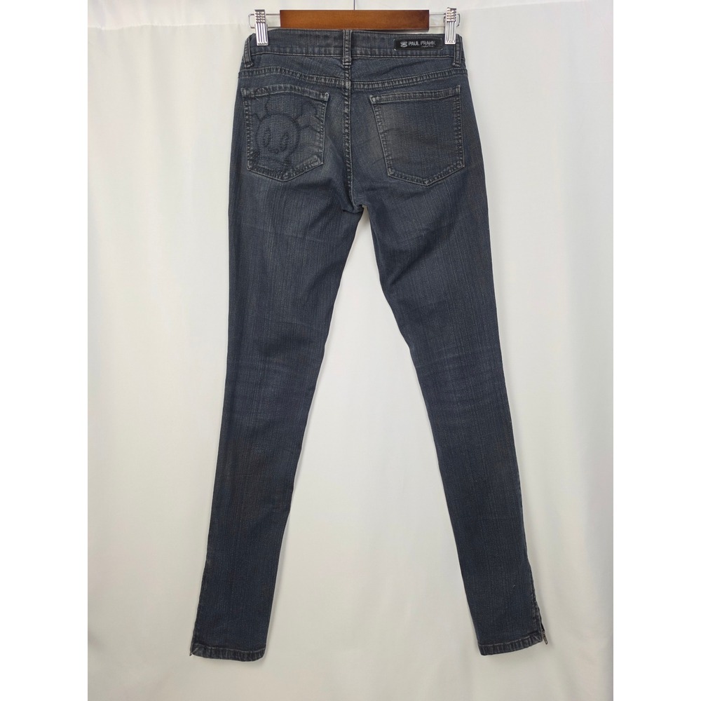 Paul Frank Y2K Dark Wash Skinny Jeans Size 3 Julius Monkey Ankle Zip Stretch - Picture 3 of 7